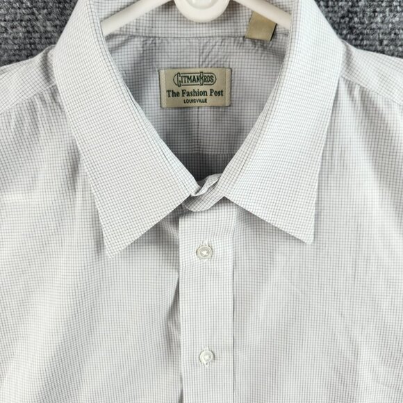 Gitman Bros 16.5 34 USA Made Button Up Shirt Blue White Check Cotton Louisville - Picture 1 of 16